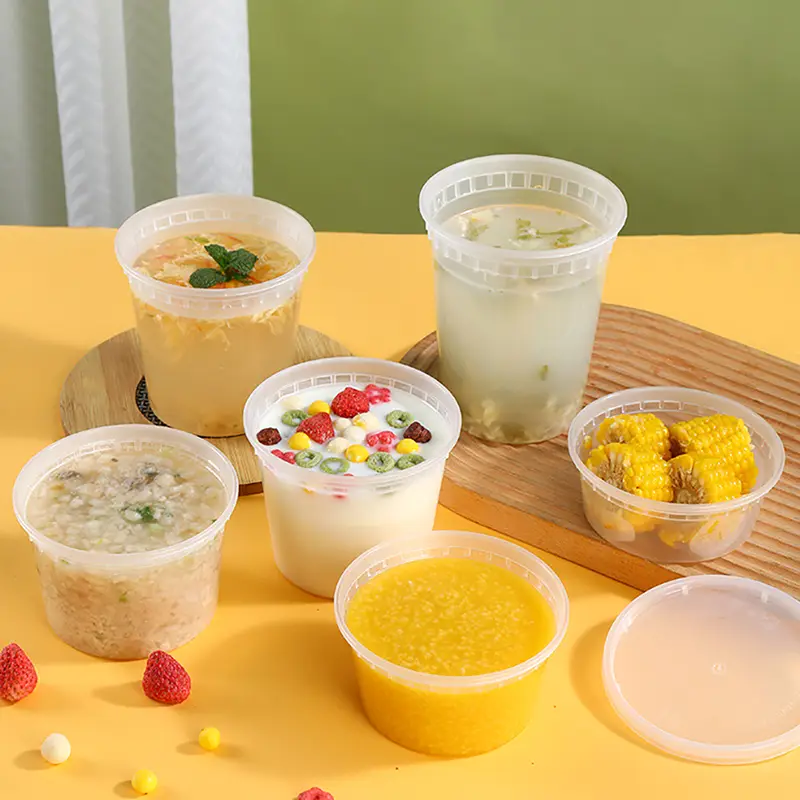 12oz Bekas Makanan Plastik Deli Bulat Jelas