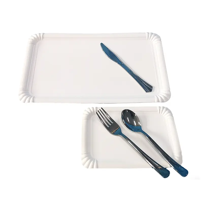 Pinggan Kertas Kek Parti Putih segi empat tepat